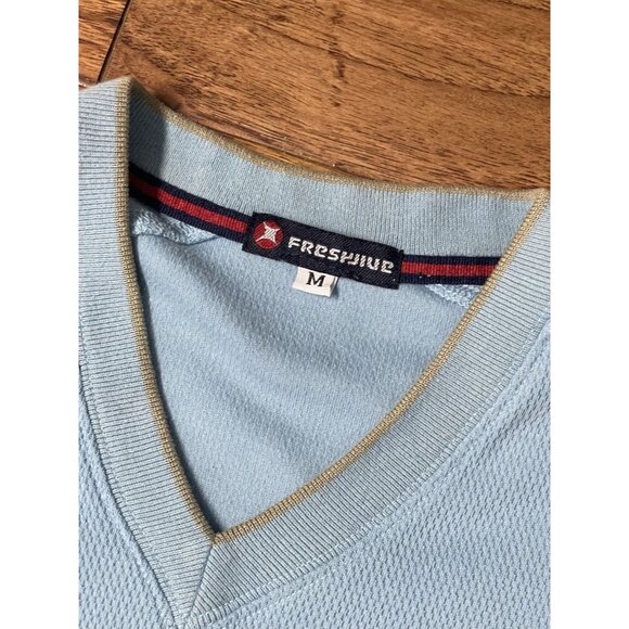 VTG 90s Y2K Fresh Jive Skate Rave Wear Short Sleeve V Neck Shirt Men’s Sz M Blue - Picture 5 of 12